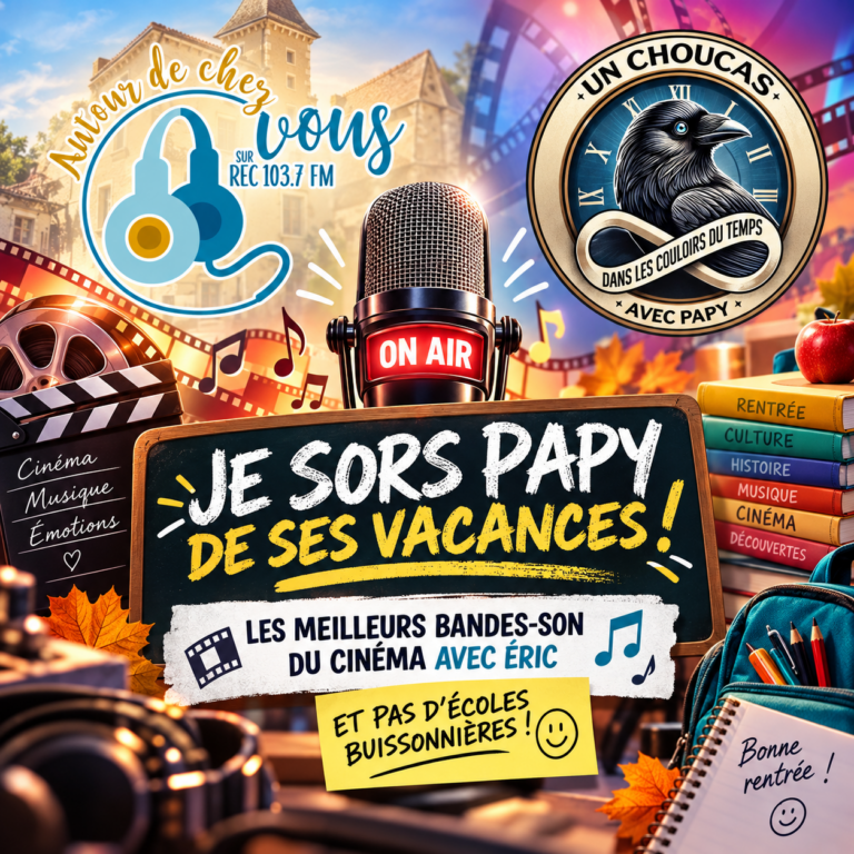 Lire la suite à propos de l’article JE SORS PAPY DE SES VACANCES POUR LA RENTRÉE , LES MEILLEURS BANDE-SON DU CINÉMA AVEC ÉRIC ET PAS D&rsquo;ÉCOLES BUISSONNIÈRES !!!